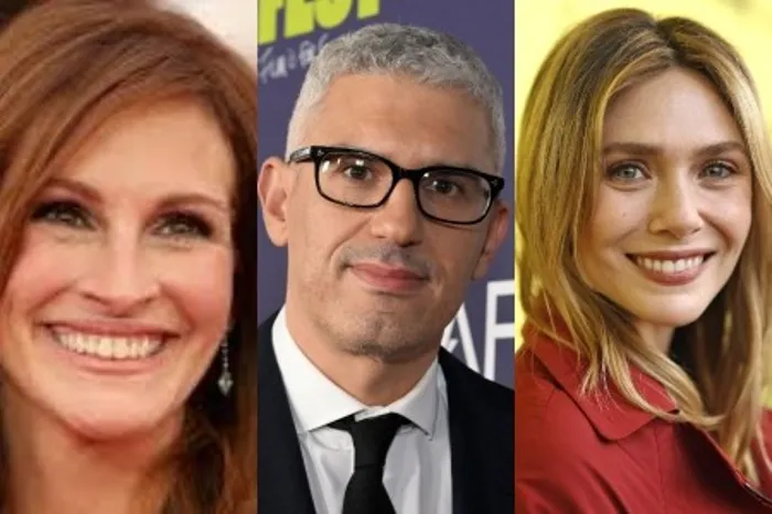 "جوليا روبرتس وإليزابيث أولسن في مشهد من أفلامهم الأخيرة، مع ذكر تعاونهم مع سام إسماعيل ومشاركتهما في مهرجان تورونتو السينمائي."